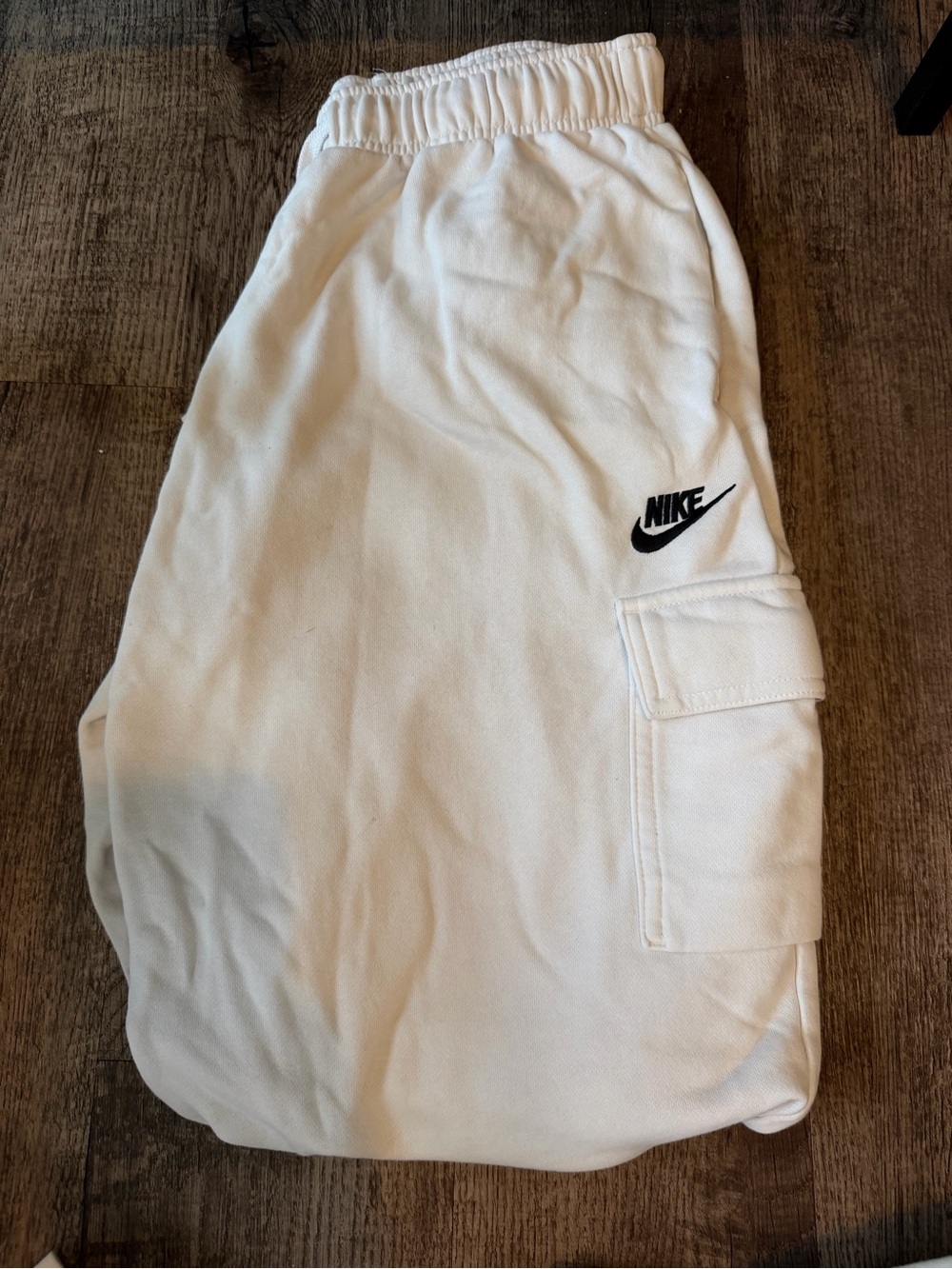 Nike Kids White Cargo Joggers with Black Logo